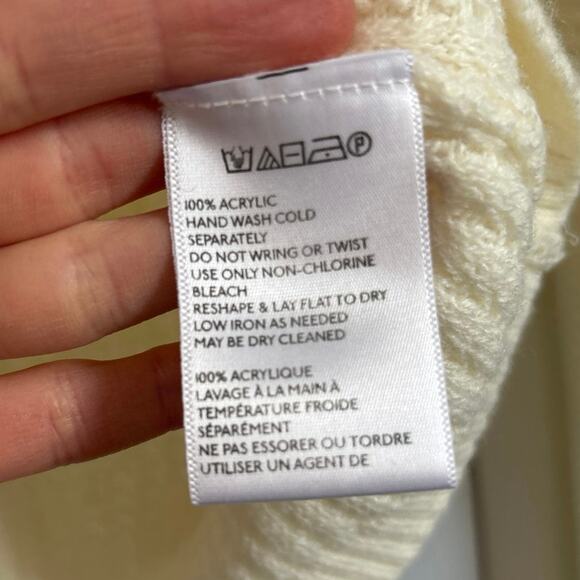 Urban Outfitters Soft Cream Waffle Knit Cropped Collared Top Medium - Picture 5 of 5